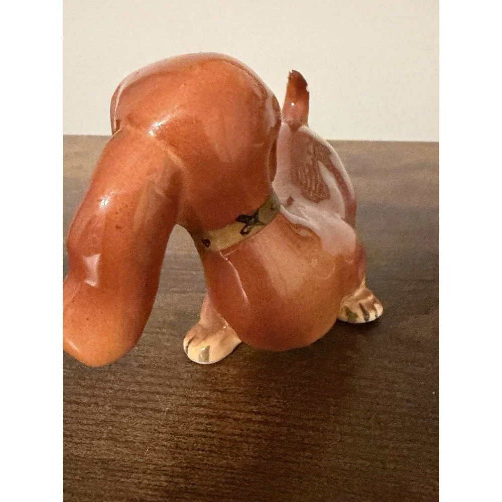 Vintage Enesco Japan Dachshund Wiener Dog Ceramic Figurine Foil Label 6.75